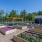 community garden plants next to pickleball courts and benches  J Veridian Upper Dublin Fort Washington PA luxury apartments